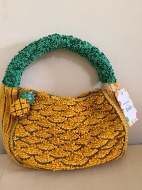 Beaded Pineapple Handbag - Yellow & Green